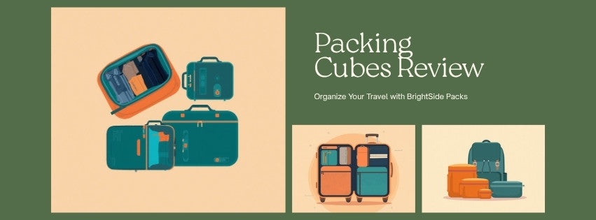 Packing cubes flat-lay illustration for the BrightSide Packs packing cubes review